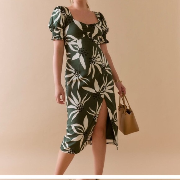 Audrey Parks + Francesca Floral Green and Cream Women's Dress size XS - Picture 3 of 4